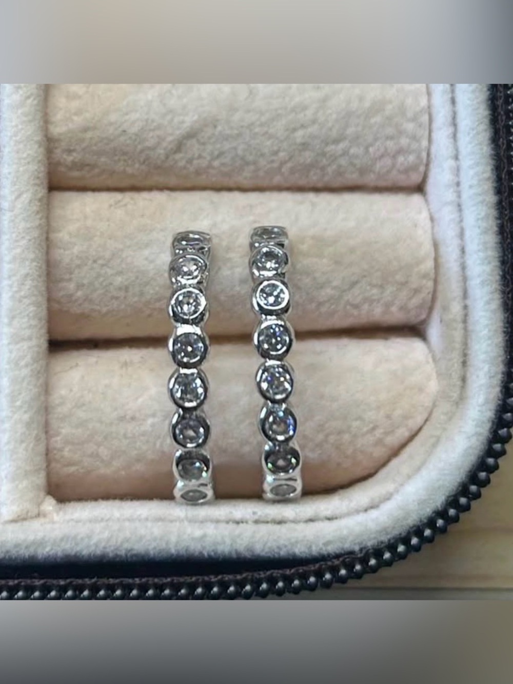 Sterling Silver Cubic Zirconia Hoop Earrings - Silver